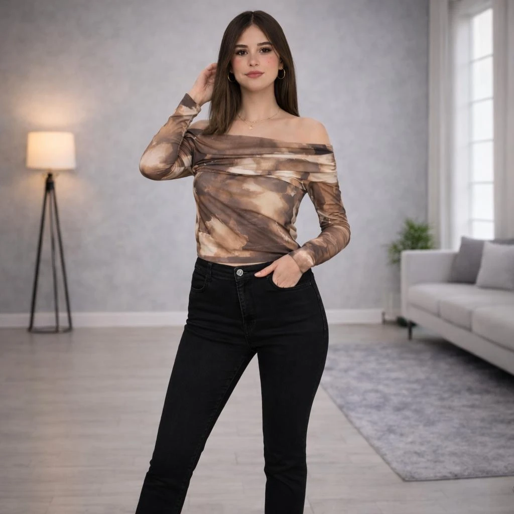 off-shoulder  tulle top